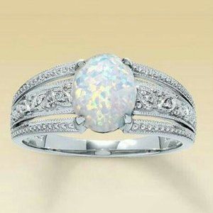 NWOT Sterling  Silver Opal Fashion Ring